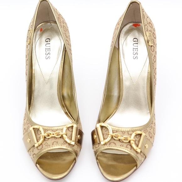 Guess Shoes - Guess Gold Logo Open-Toe pumps heels